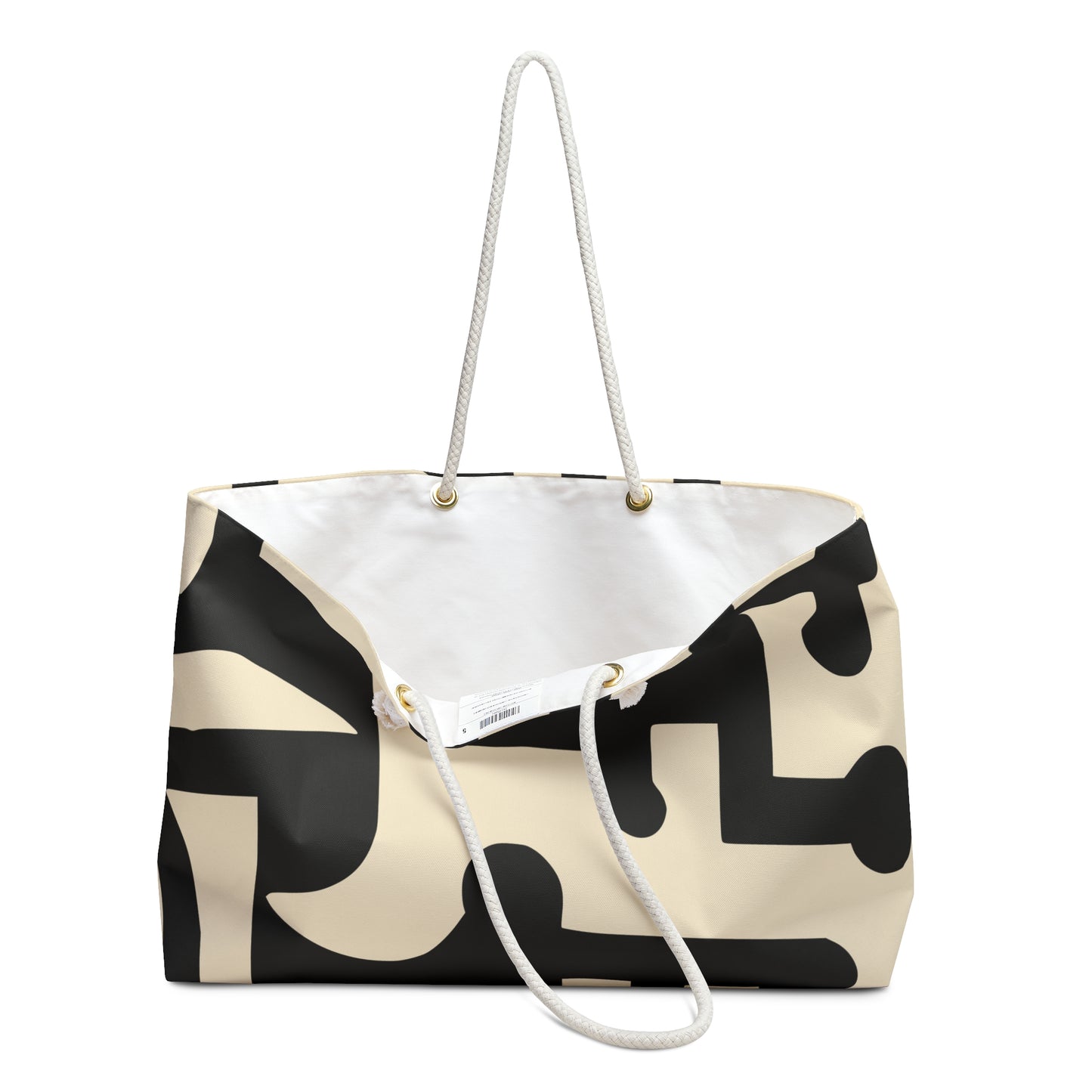 Bold Type Tote – Black & Cream Abstract Carryall