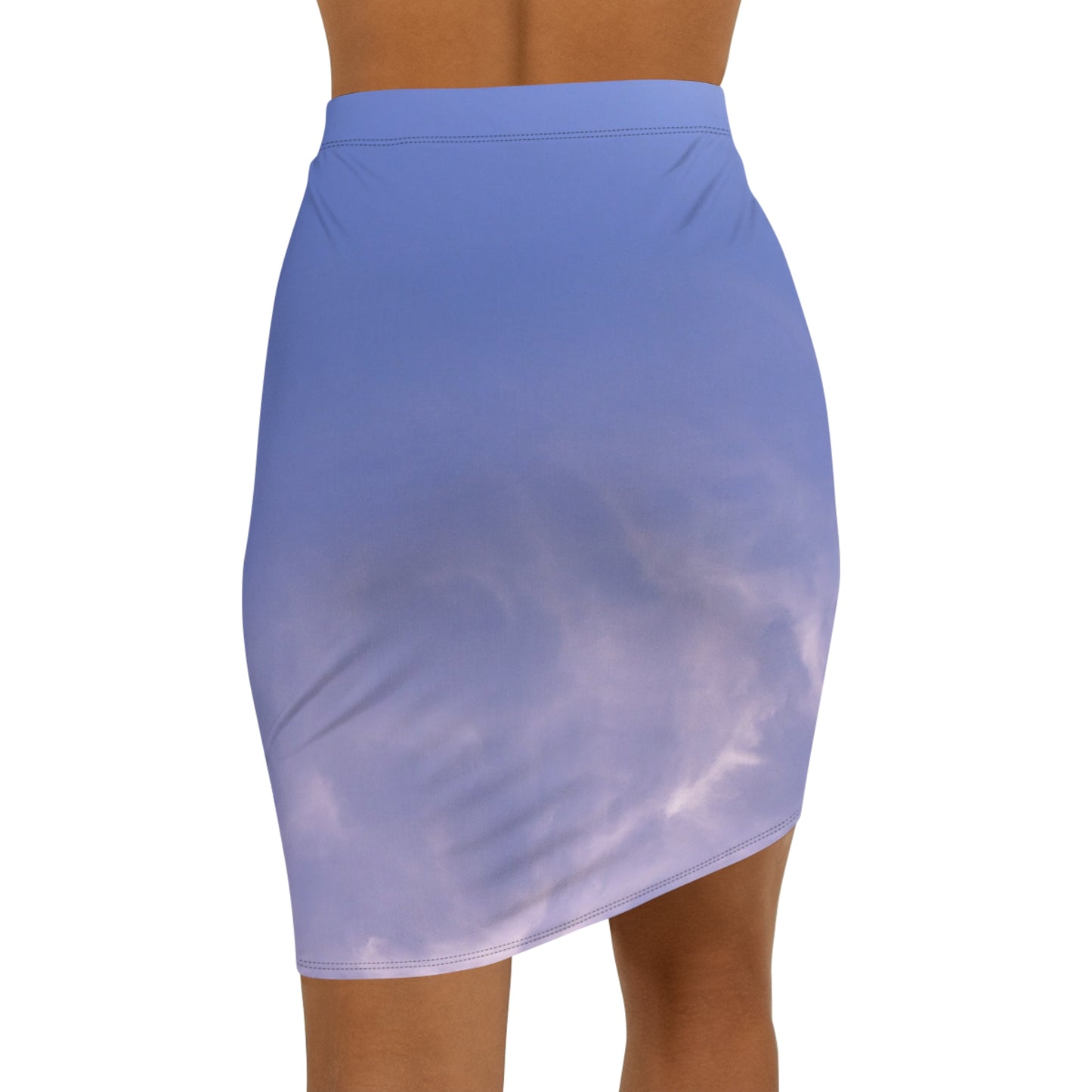 Sky Blue Mid-Waist Pencil Skirt – Elegant & Comfy for Every Occasion