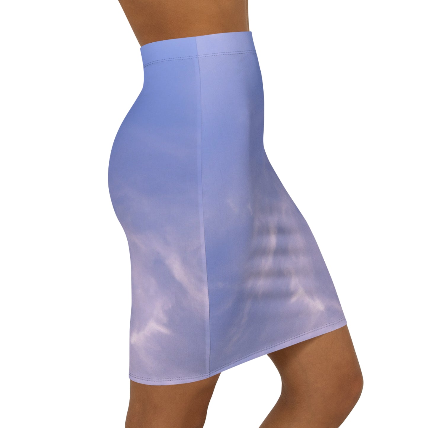 Sky Blue Mid-Waist Pencil Skirt – Elegant & Comfy for Every Occasion