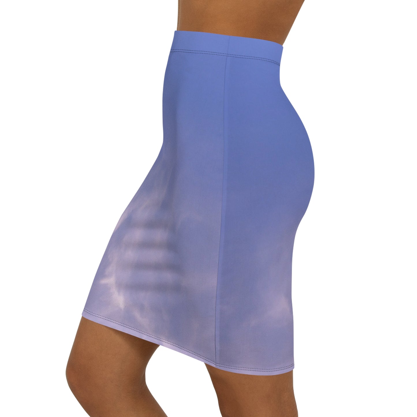 Sky Blue Mid-Waist Pencil Skirt – Elegant & Comfy for Every Occasion