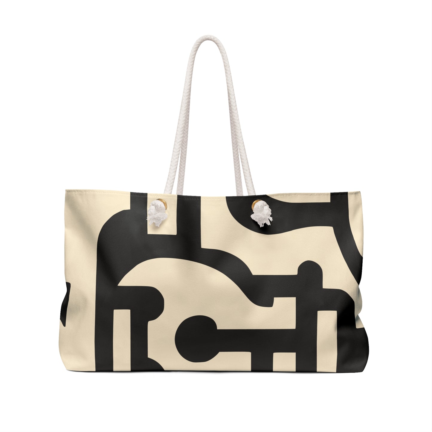 Bold Type Tote – Black & Cream Abstract Carryall