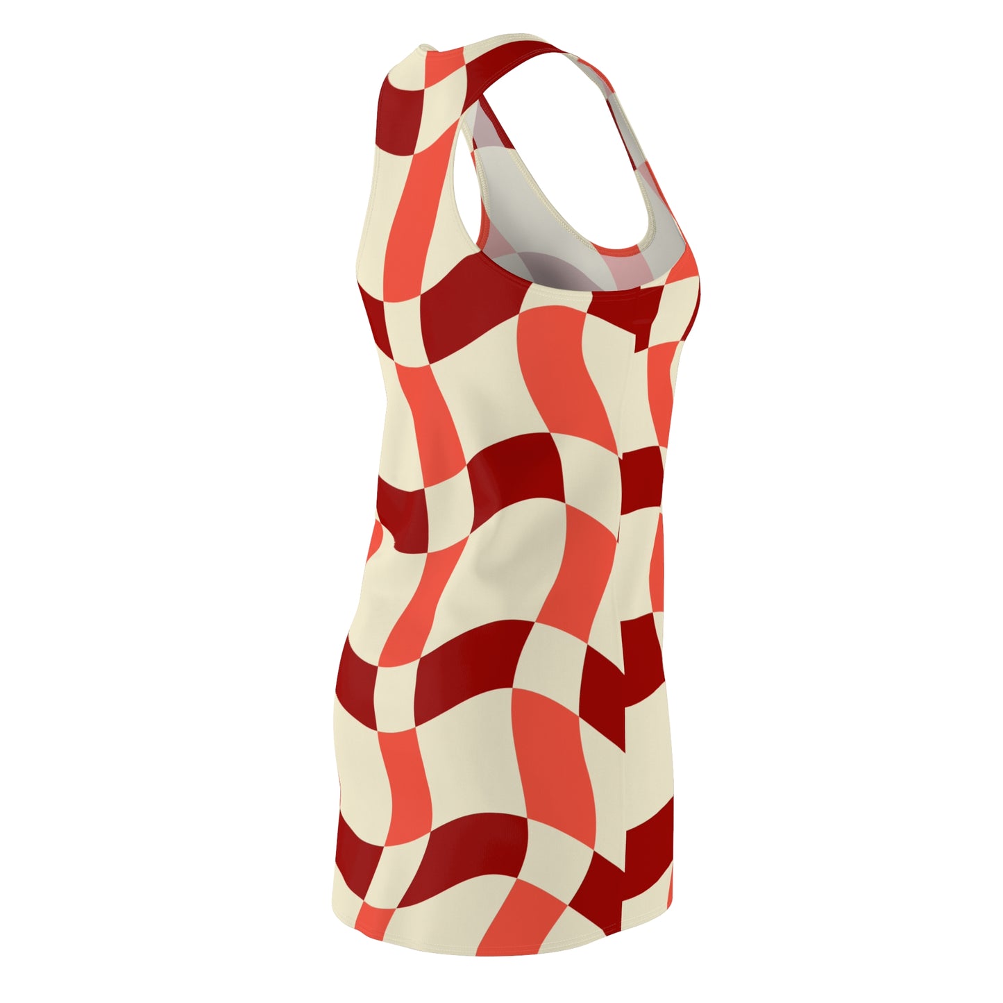 Melted Checker Dress – Bold Wavy Pattern, Lightweight Fit